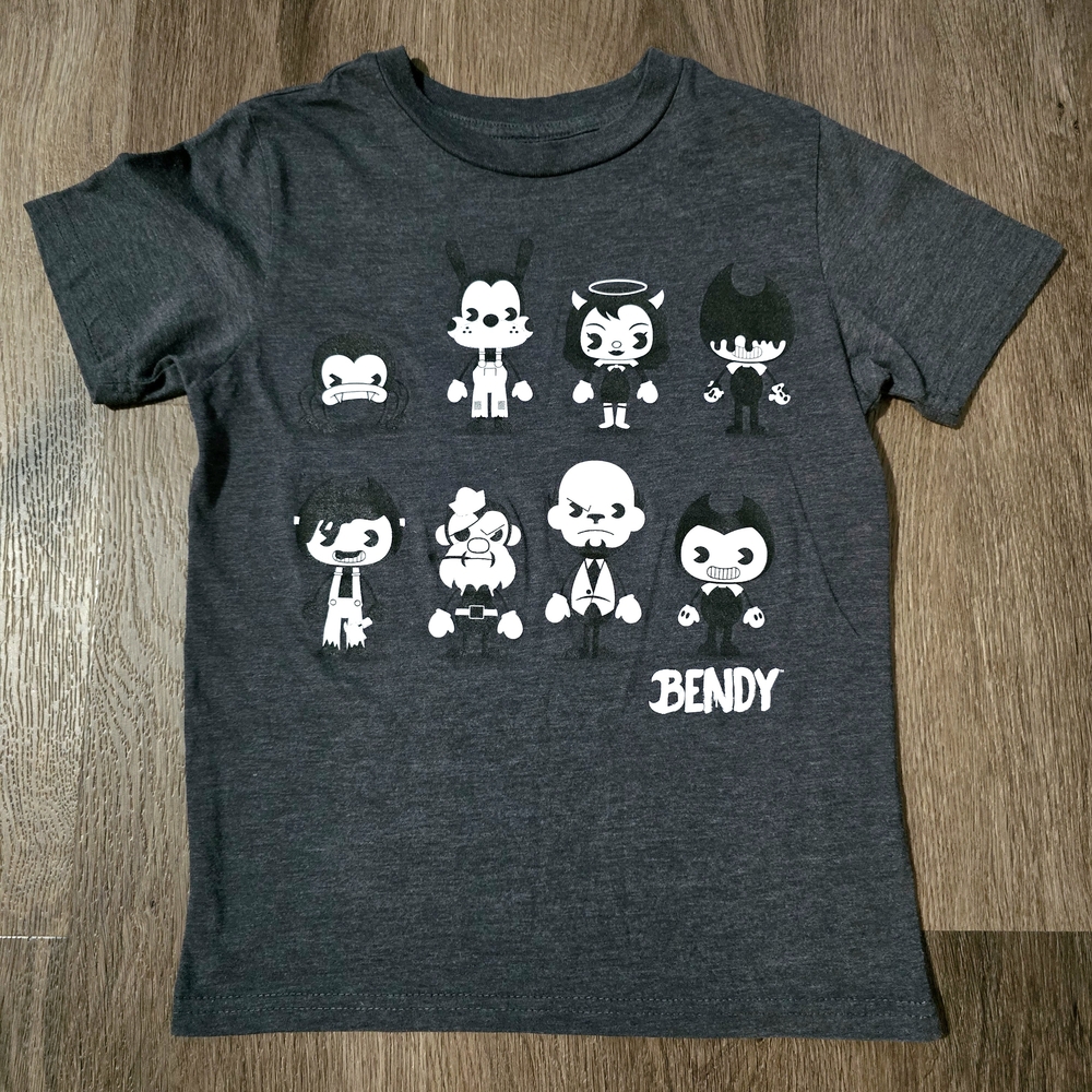 Bendy And The Ink Machine Boys Short Sleeve Graphic T-shirt Gray‎ Size Medium